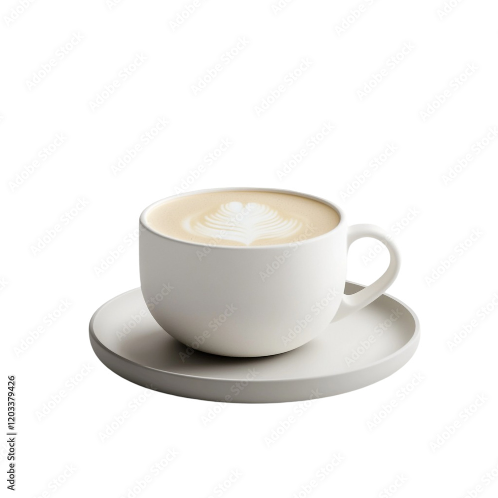 Latte art in a white cup on a saucer a perfect coffee moment Latte art in a white cup on a saucer a perfect coffee moment