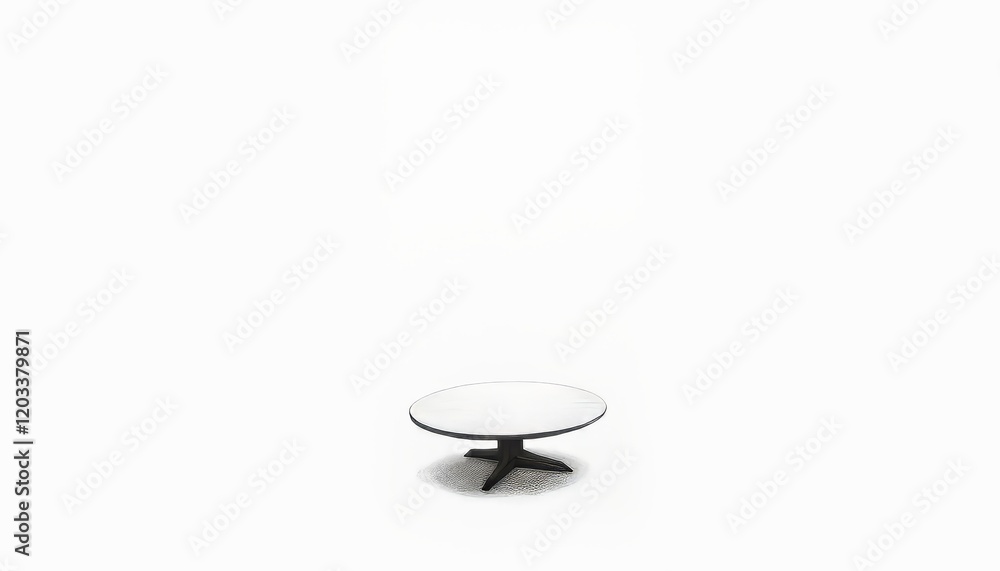 Minimalist round coffee table with a sleek design. Minimalist round coffee table with a sleek design.