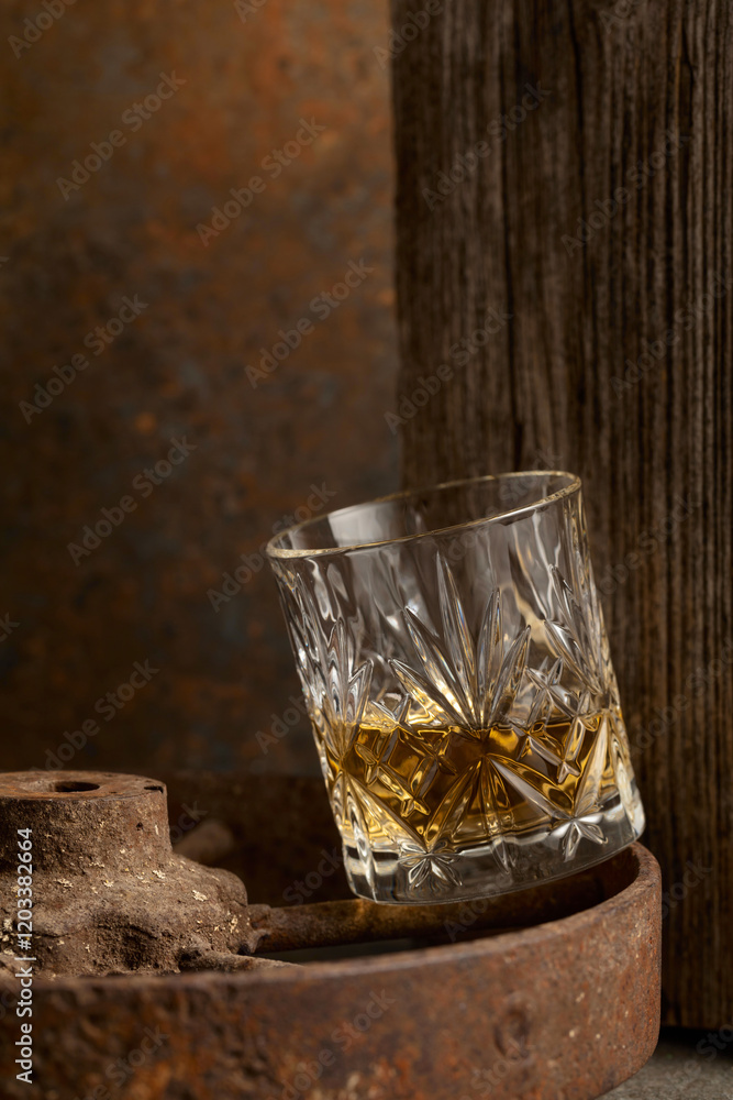 Whiskey in crystal glass. Whiskey in crystal glass.