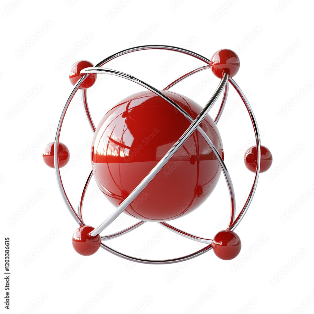 3D Atom Rendering Against White Background 3D Atom Rendering Against White Background