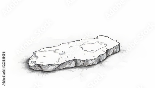 Illustration of a rugged, isolated island sketch on a white background. photo