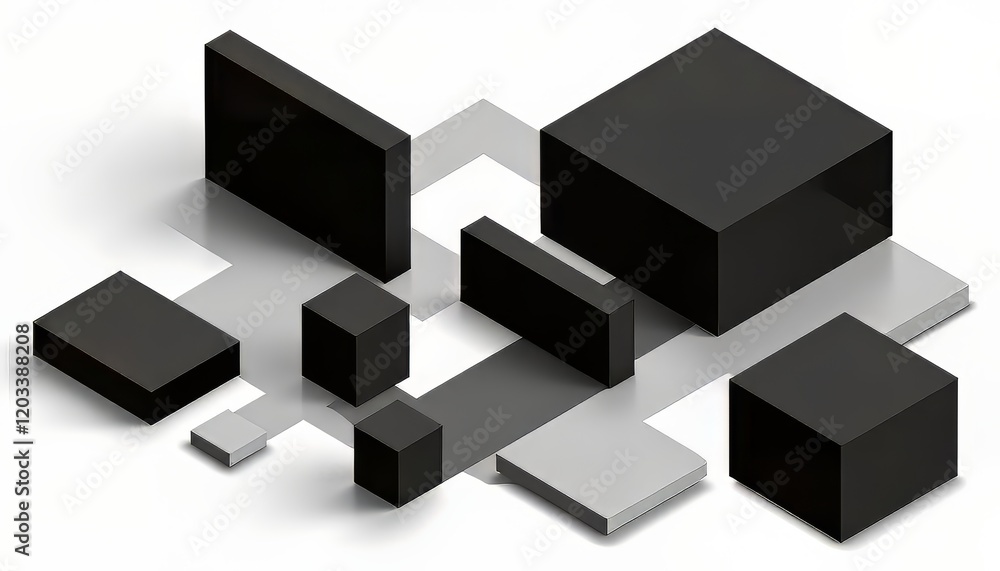 Abstract geometric shapes in black and white, showcasing modern design.