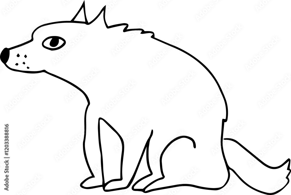 Obraz premium thoughtful wolf sits and looks at the camera