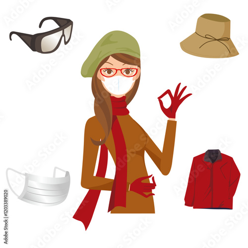 花粉対策の小物で予防対策をしている女性