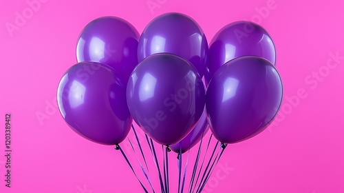 a high-resolution photo of Purple balloons released into the sky during a cancer awareness event. isolated on color background, photorealistic, ultra-sharp focus, clear details, studio lighting, photo