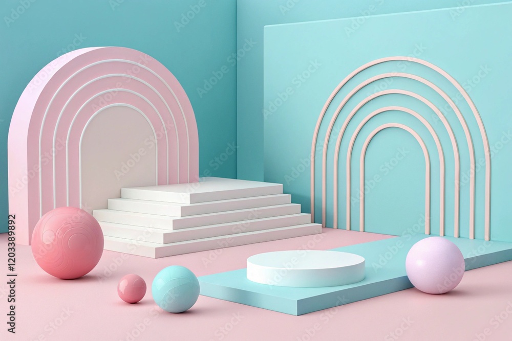 Fototapeta premium 3D Render, Abstract Background, Minimal Design Elements, Isolated