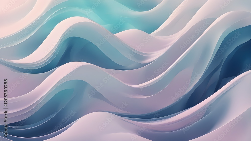 Fototapeta premium Abstract pastel-colored 3D rendered wavy background.