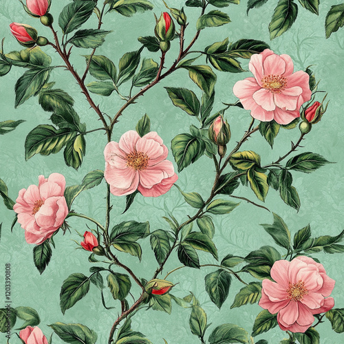 Pink Turquise Flower Patterns