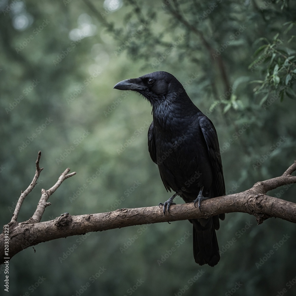 A crow perched on an invisible branch. A crow perched on an invisible branch.