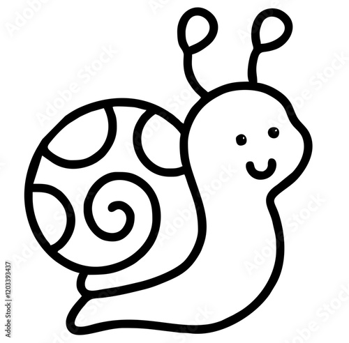 Cute funny snail cartoon illustration with a cheerful design and happy character