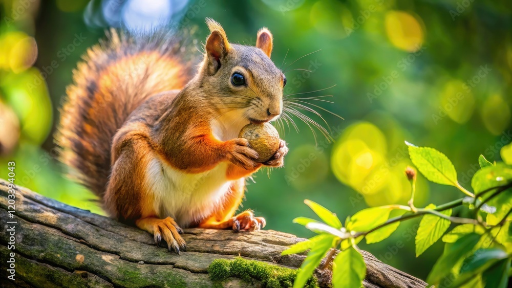 Obraz premium High-resolution aerial drone shot captures a squirrel's delightful feast in stunning detail.