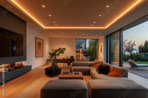 Wallpaper Mural Recessed lighting with subtle warm tones, seamlessly integrated into a modern ceiling design Torontodigital.ca