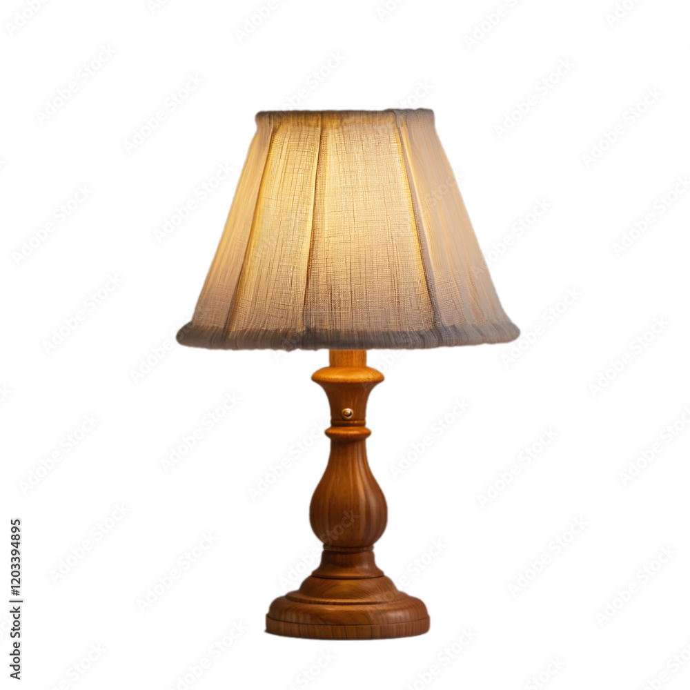 Fototapeta premium vintage table lamp with a fabric lampshade isolated die cut 