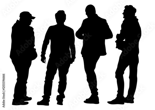 Big crowds people walking on white background