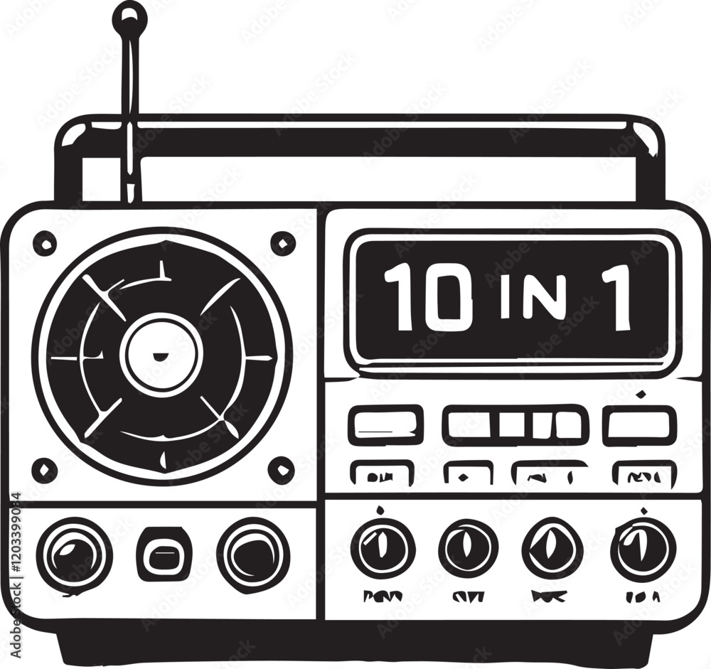 Fototapeta premium Radio vector in black and white