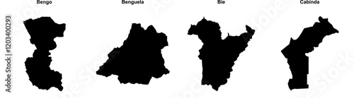 Bengo, Benguela, Bie, Cabinda outline maps photo