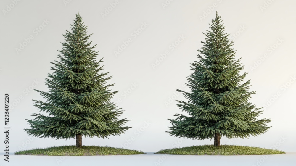 Fototapeta premium Pine tree with triangular shapes in natural landscape 3d model tranquil environment high perspective