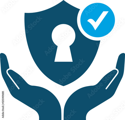 Two hands hold up security icon vector.
