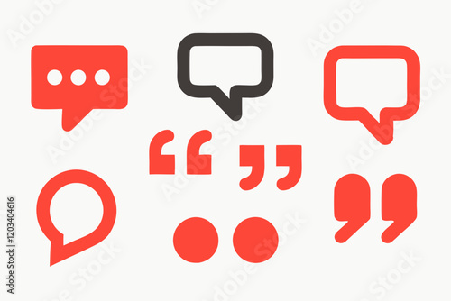 Communicative Expressions: A collection of various speech bubble and quotation mark icons, each with a unique design and layout for conveying messages.