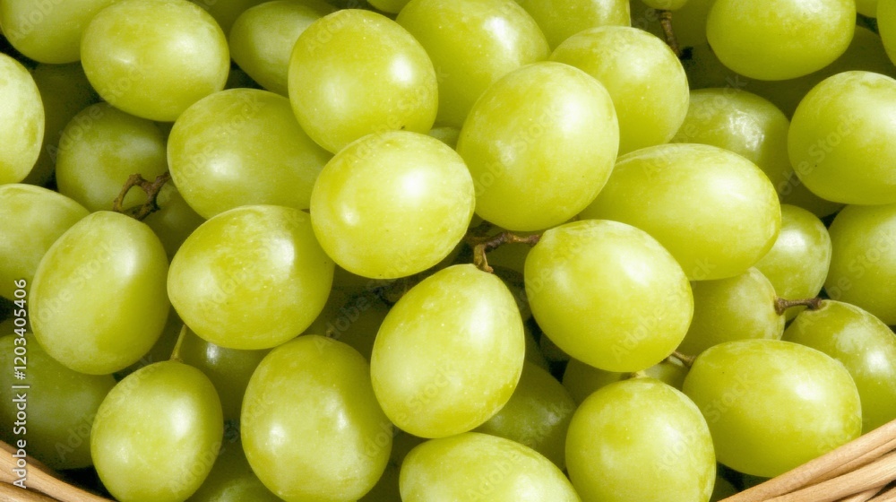 Fresh Green Grapes in a Basket Close Up View Fresh Green Grapes in a Basket Close Up View