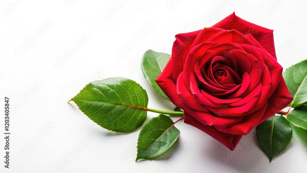 Stunning red roses, flat lay on white. Perfect floral photography with ample copy space. Stunning red roses, flat lay on white. Perfect floral photography with ample copy space.