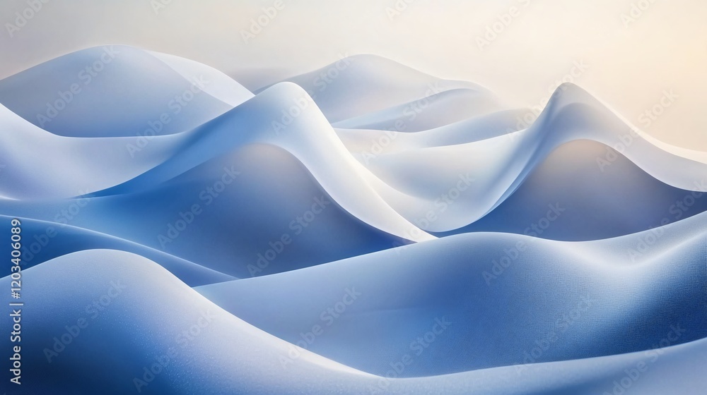 Obraz premium Abstract Blue Wave Hills- Soft, Smooth 3D Landscape