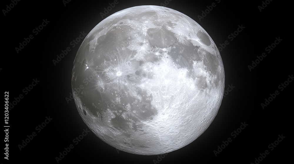 Fototapeta premium Full Moon Detailed Lunar Surface Cratered Orb