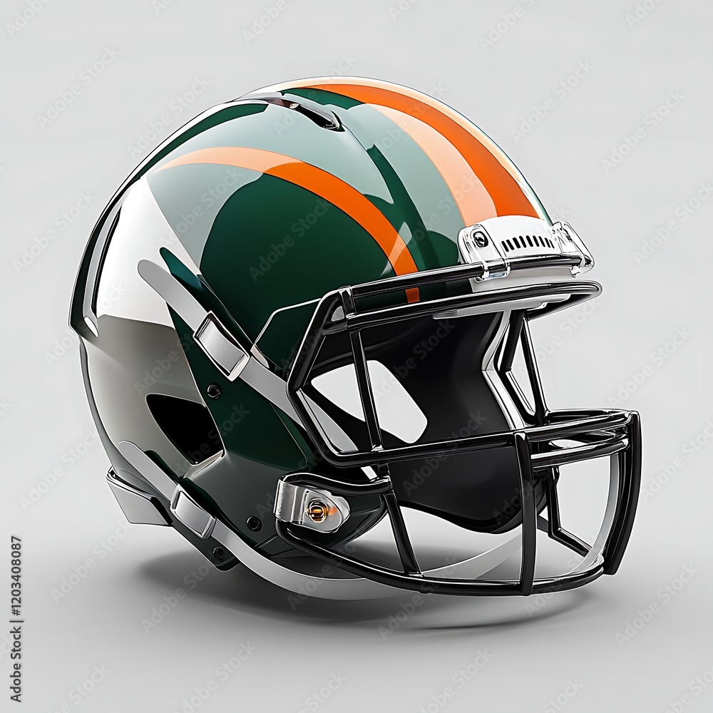 Fototapeta premium Minimalist football helmet design reflective metallic surface and sleek shiny finish