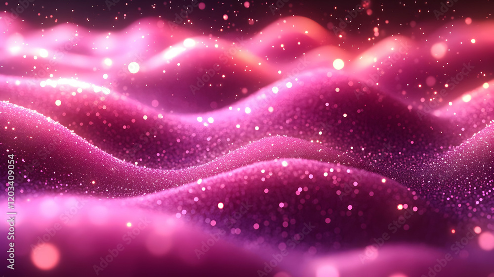 Obraz premium Glowing Pink Glitter Waves Abstract Background