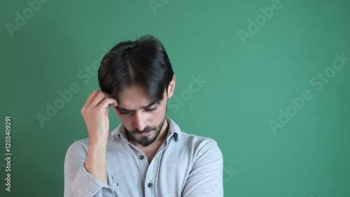 Man Thinking Green Background