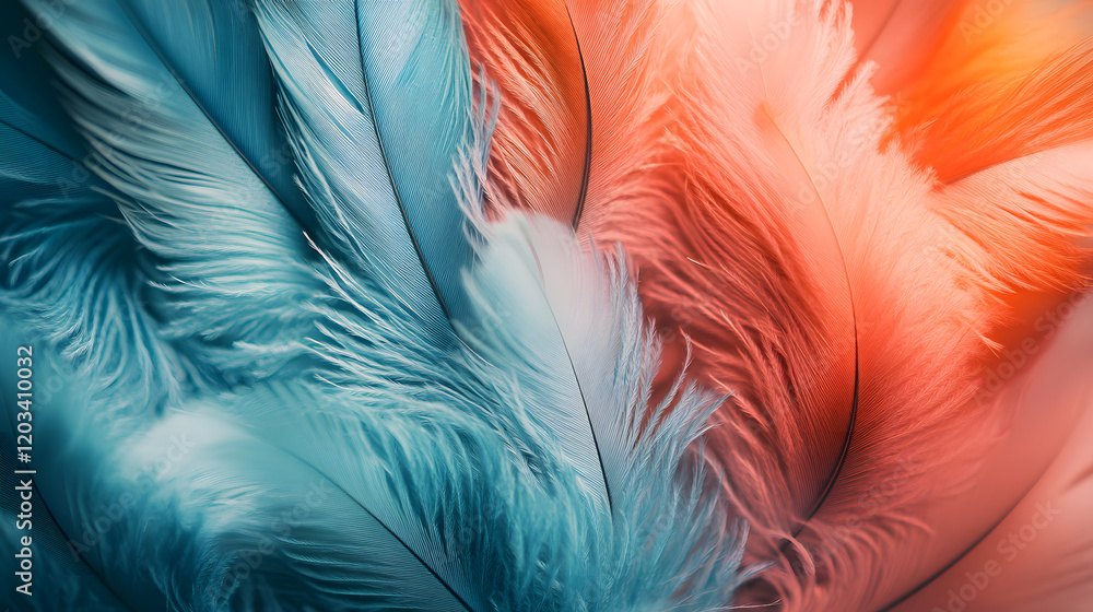 Fototapeta premium Soft Colorful Feather Close-Up in Pastel Shades
