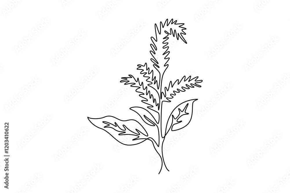 Single continuous line drawing beauty fresh amaranthus for home wall decor art poster. Decorative amaranth flower concept for wedding invitation card. One line draw graphic design vector illustration Single continuous line drawing beauty fresh amaranthus for home wall decor art poster. Decorative amaranth flower concept for wedding invitation card. One line draw graphic design vector illustration
