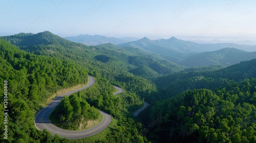 Fototapeta premium Winding Mountain Road Aerial View