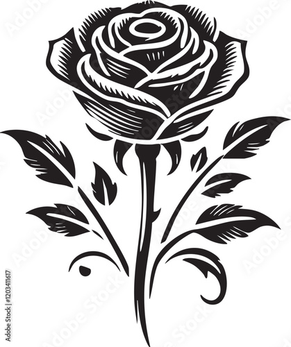 nice Rose silhouette vector art illustration
