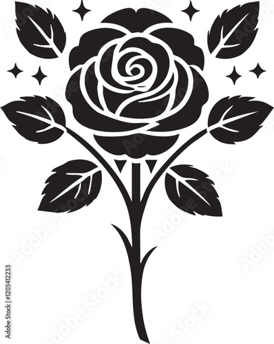 nice Rose silhouette vector art illustration