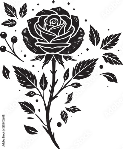 nice Rose silhouette vector art illustration