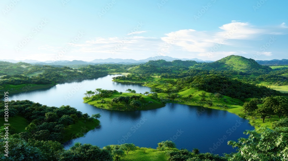 Serene Tropical Lake Landscape Serene Tropical Lake Landscape