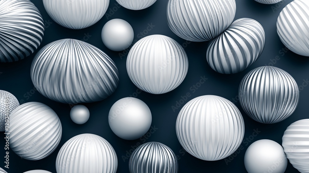 Fototapeta premium Abstract 3D Silver and White Sphere Pattern Background