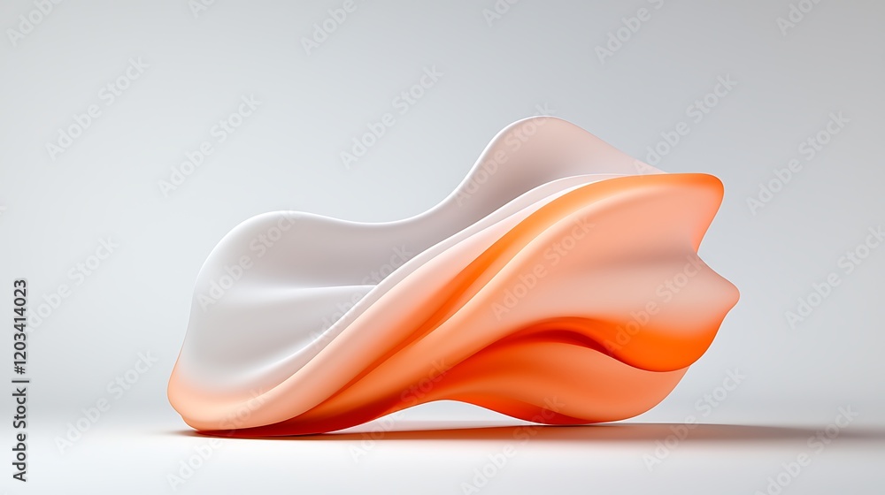 Abstract Fluid Form Chair in Orange and White Abstract Fluid Form Chair in Orange and White