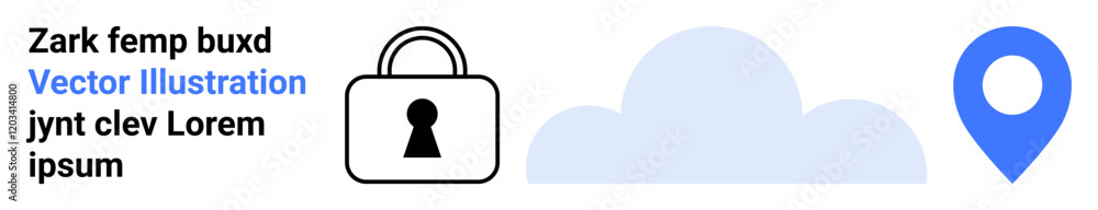 Security lock icon beside cloud and location pin. Ideal for online security, cloud storage, data protection, GPS, cybersecurity, privacy, and tech services. Landing page Security lock icon beside cloud and location pin. Ideal for online security, cloud storage, data protection, GPS, cybersecurity, privacy, and tech services. Landing page