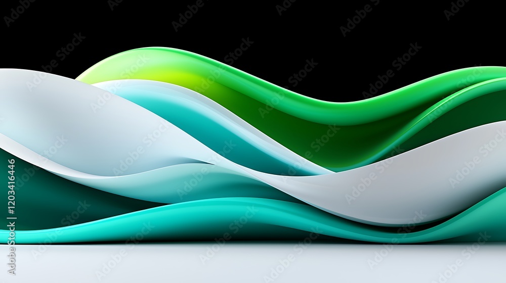 Fototapeta premium Abstract Green and White Waves Seamless Background
