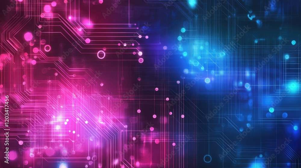 A futuristic abstract electronic design with neon lights and glowing patterns, providing copy space. A futuristic abstract electronic design with neon lights and glowing patterns, providing copy space.