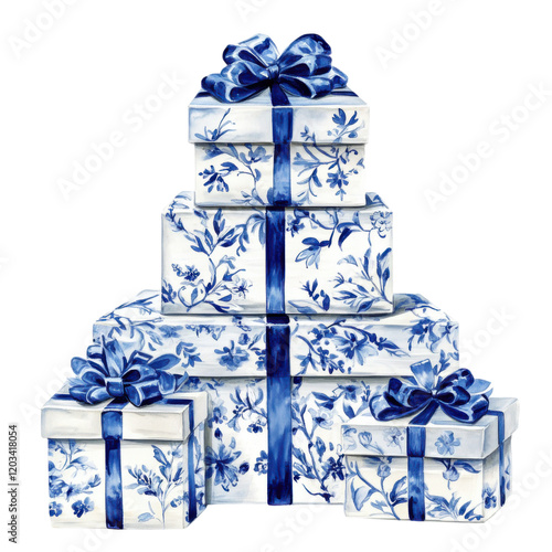 Coquette Christmas Chinoiserie Clipart Vector Illustration