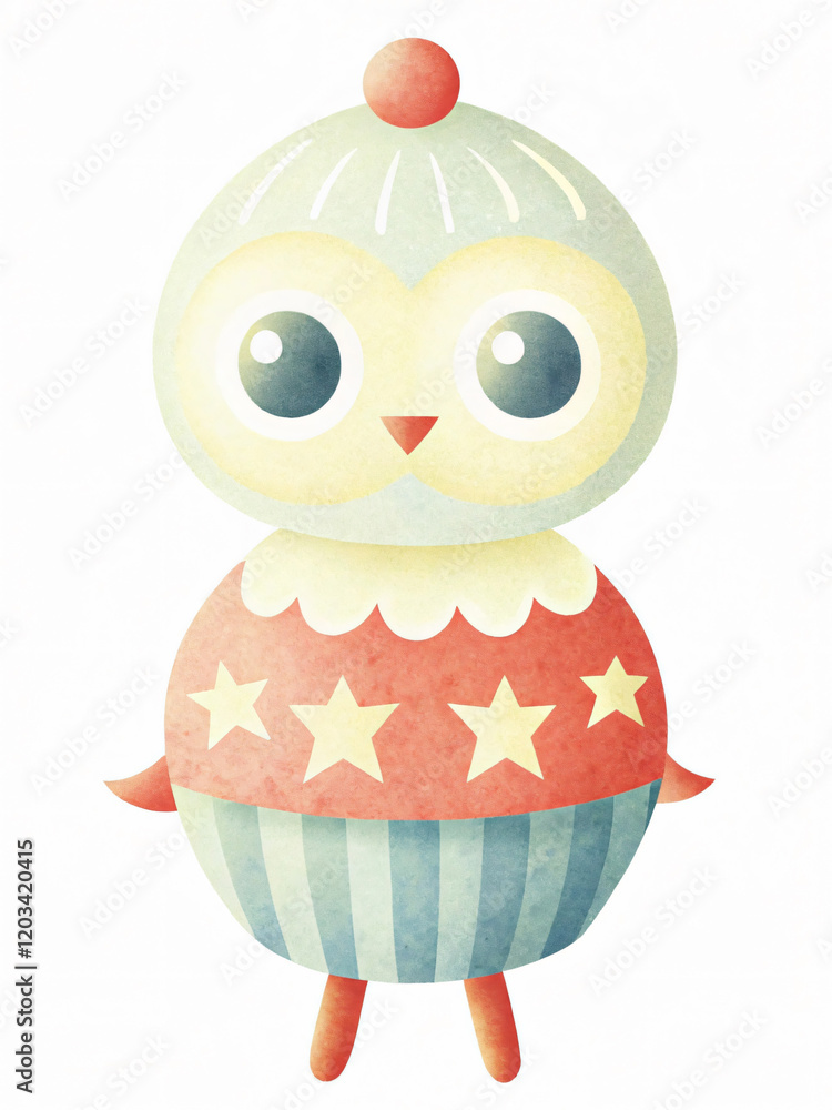 Cute and Colorful Cartoon Owl Character with Cheerful Expression Cute and Colorful Cartoon Owl Character with Cheerful Expression