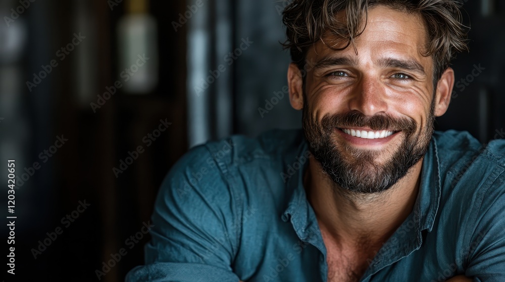 This image features a handsome man with a well-groomed beard and a warm smile, creating a welcoming and approachable atmosphere in an indoor setting. This image features a handsome man with a well-groomed beard and a warm smile, creating a welcoming and approachable atmosphere in an indoor setting.