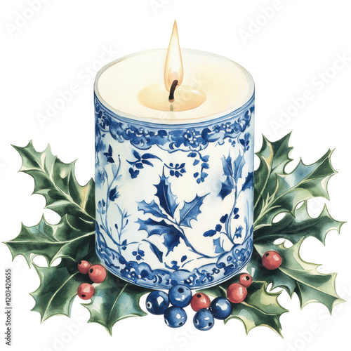 Coquette Christmas Chinoiserie Clipart Vector Illustration