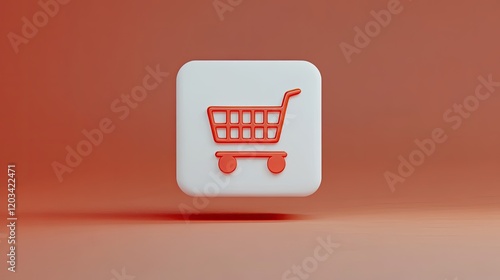 Shopee icon designed in a D cube style, with a clean, textured background featuring soft hues of white and red for a professional look. photo