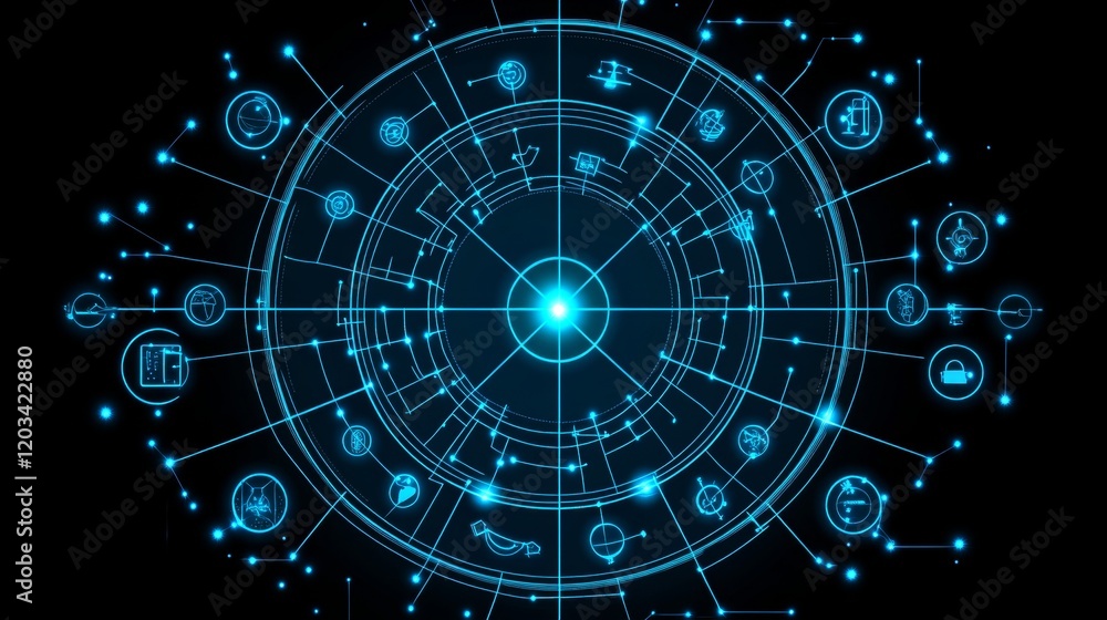 Obraz premium Global Network System Data Visualization Circular Design