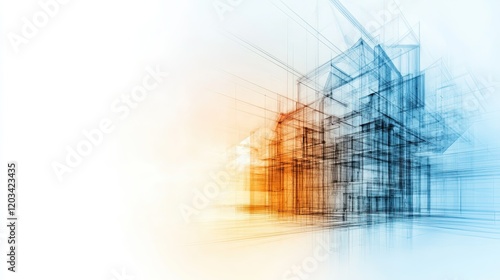 Architectural blueprint featuring growth lines, representing strategic business development and foundational planning for future success