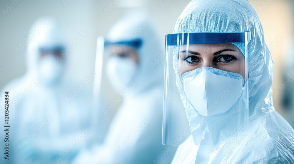 Medical staff in protective hazmat suits